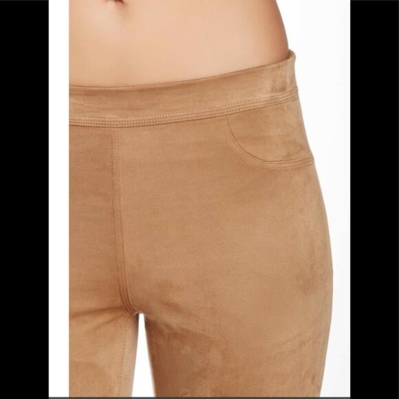 Max Studio NEW Faux Suede High Waist Pant Stretch Minimalist Neutral Leggings XS - Picture 7 of 15